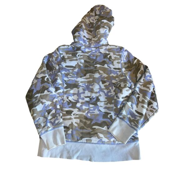 LL Bean Kids girls medium 10/12 Hoodie Sweatshirt Fleece Lined Blue Camo WARM - Picture 2 of 7